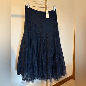 Anthropologie Navy Boho Lace Skirt NWT